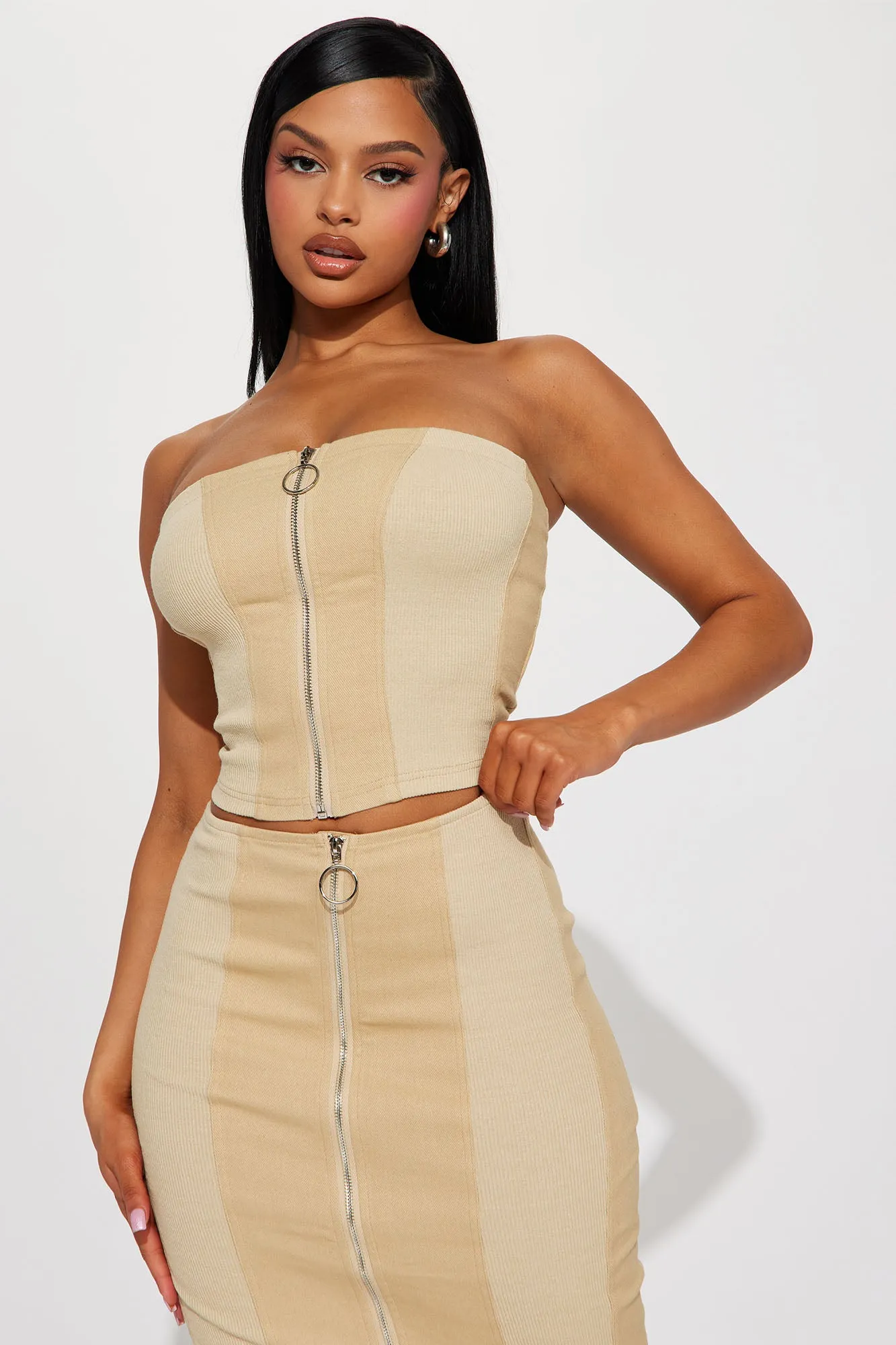 A Confidence Boost Skirt Set - Beige