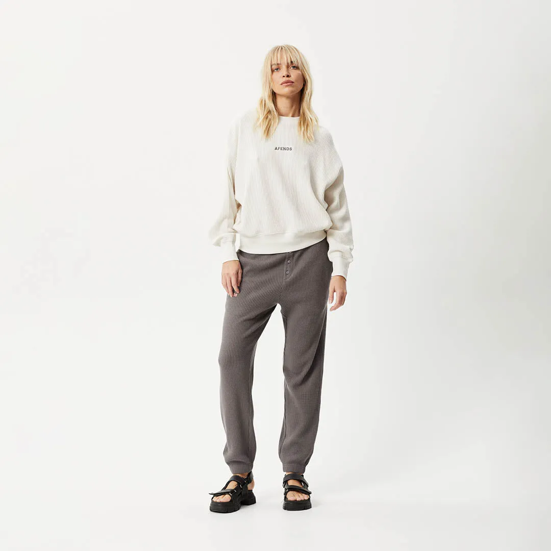 AFENDS Womens Ari - Waffle Crew Neck Jumper - Off White