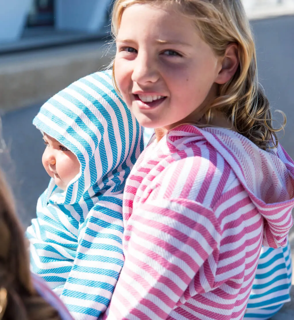 AMALFI Kids Hooded Towel: Hot Pink/White