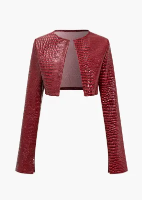 Anna Snakeskin Pattern Cropped Jacket