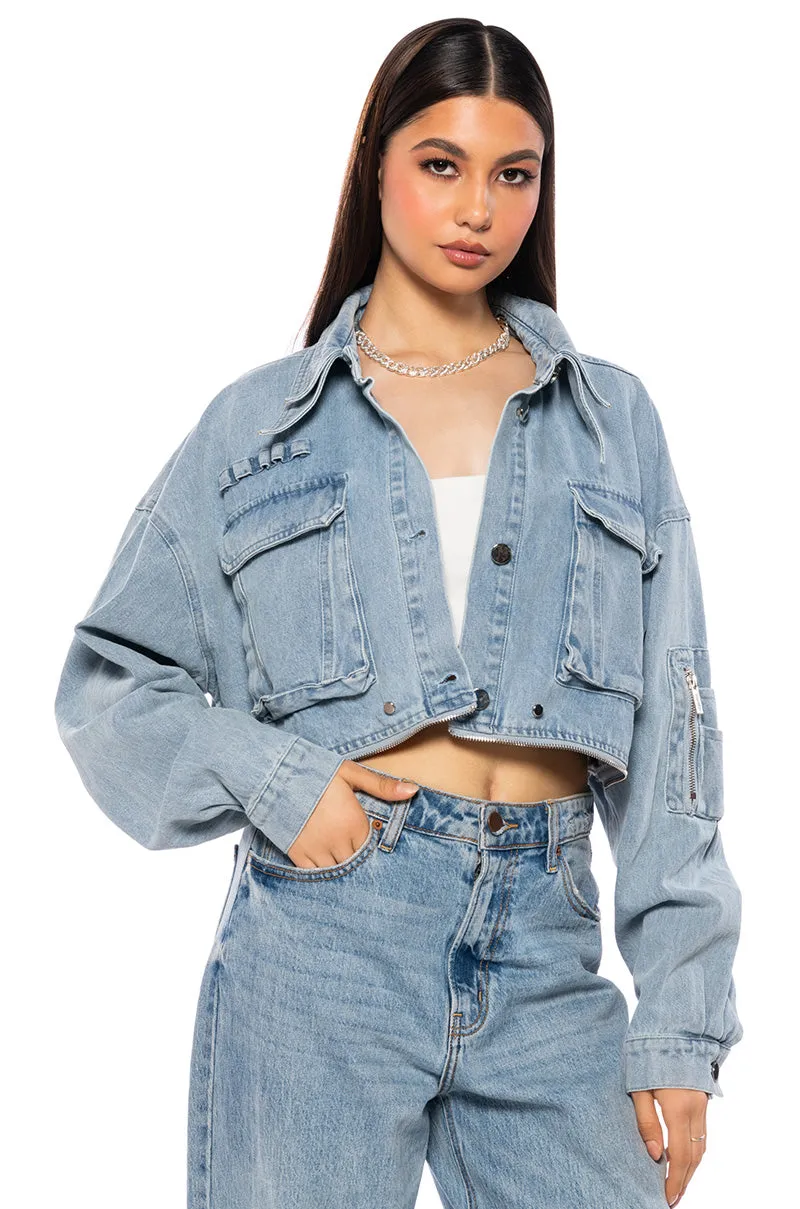 ASAP POCKET HI LO DENIM JACKET