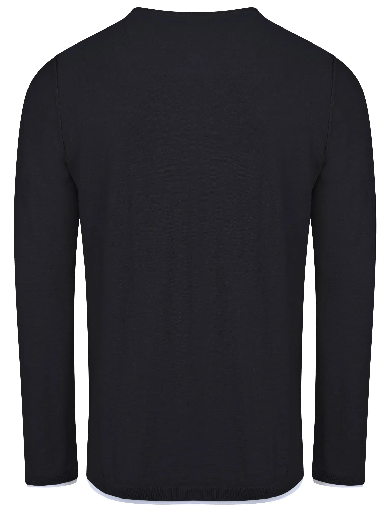 Ashcroft Y Neck Mock T-Shirt Insert Jumper In Dark Navy - Dissident