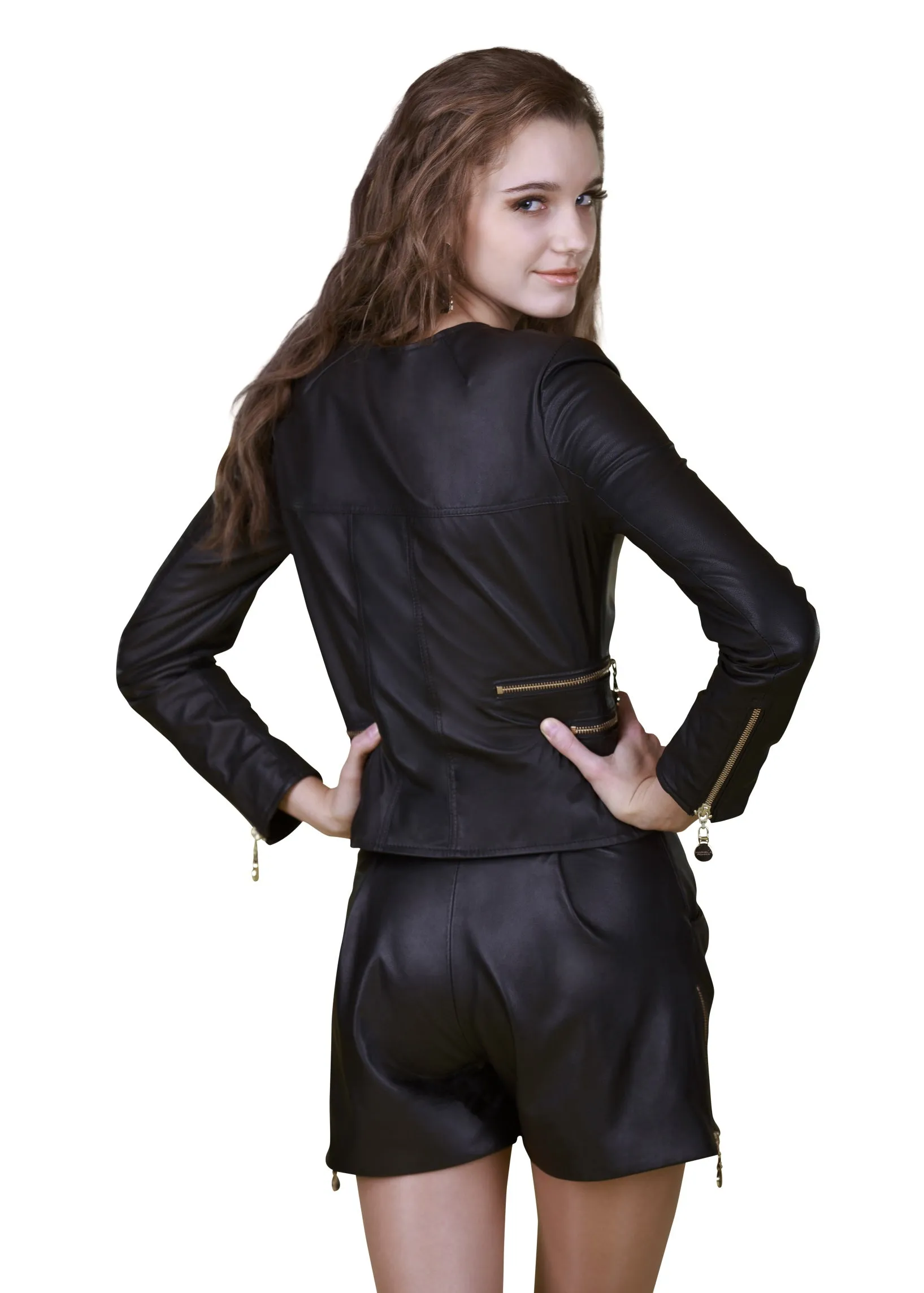 Asymmetric Zippered Reindeer Leather Jacket- -  Limited Edition