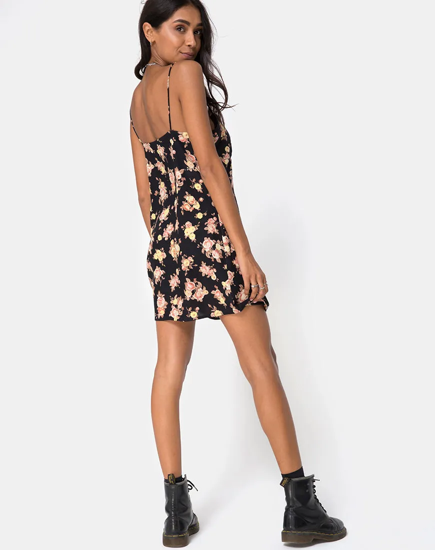 Auvaly Slip Dress in Antique Rose Black