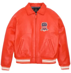 AVIREX ICON LEATHER JACKET - ORANGE