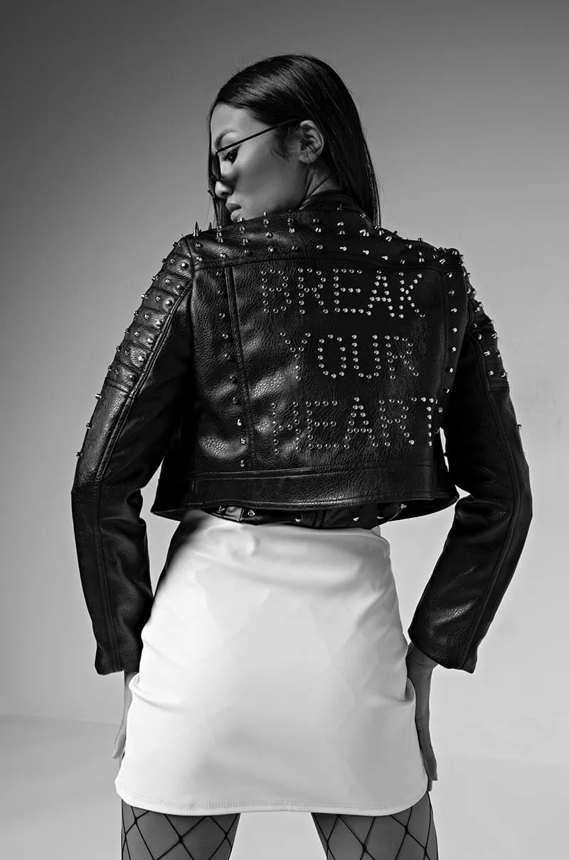 AZALEA WANG BREAK YOUR HEART RUN IT STUD MOTO JACKET