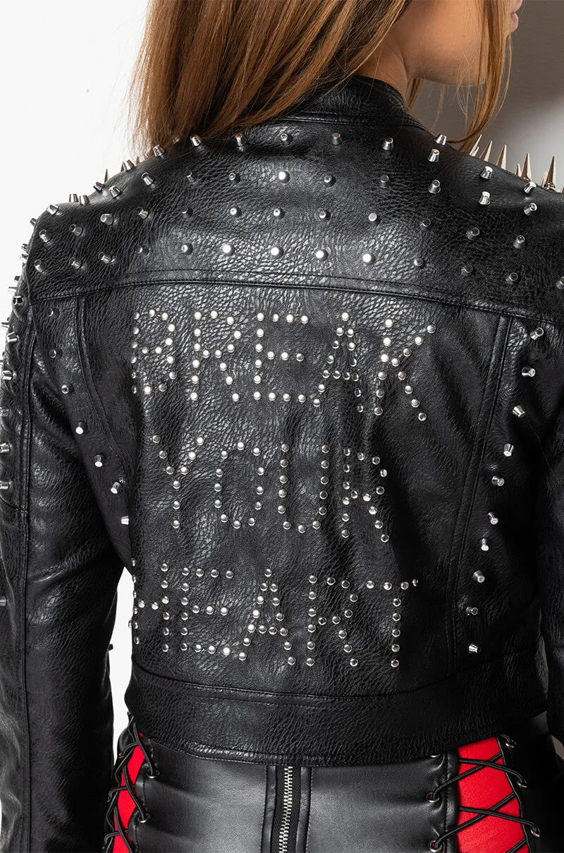 AZALEA WANG BREAK YOUR HEART RUN IT STUD MOTO JACKET