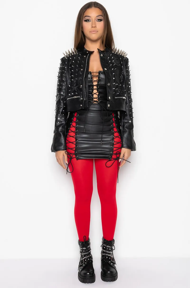 AZALEA WANG BREAK YOUR HEART RUN IT STUD MOTO JACKET