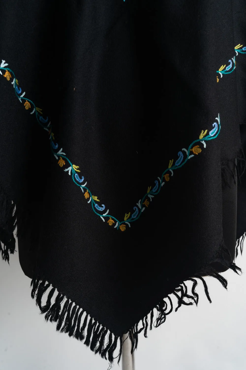 Azure Bloom Aari Hand Embroidery Poncho