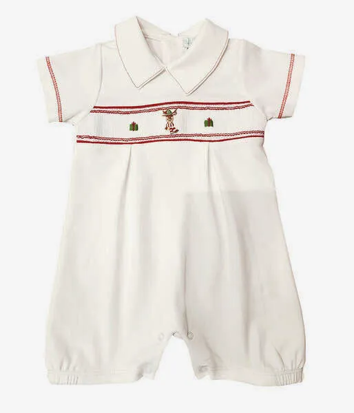 Baby Boy's "Christmas Reindeer" Smocked Romper