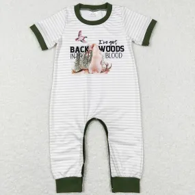 Baby Infant Boys Rompers Dog Duck Hunting Short Sleeve Stripes Rompers SR0633