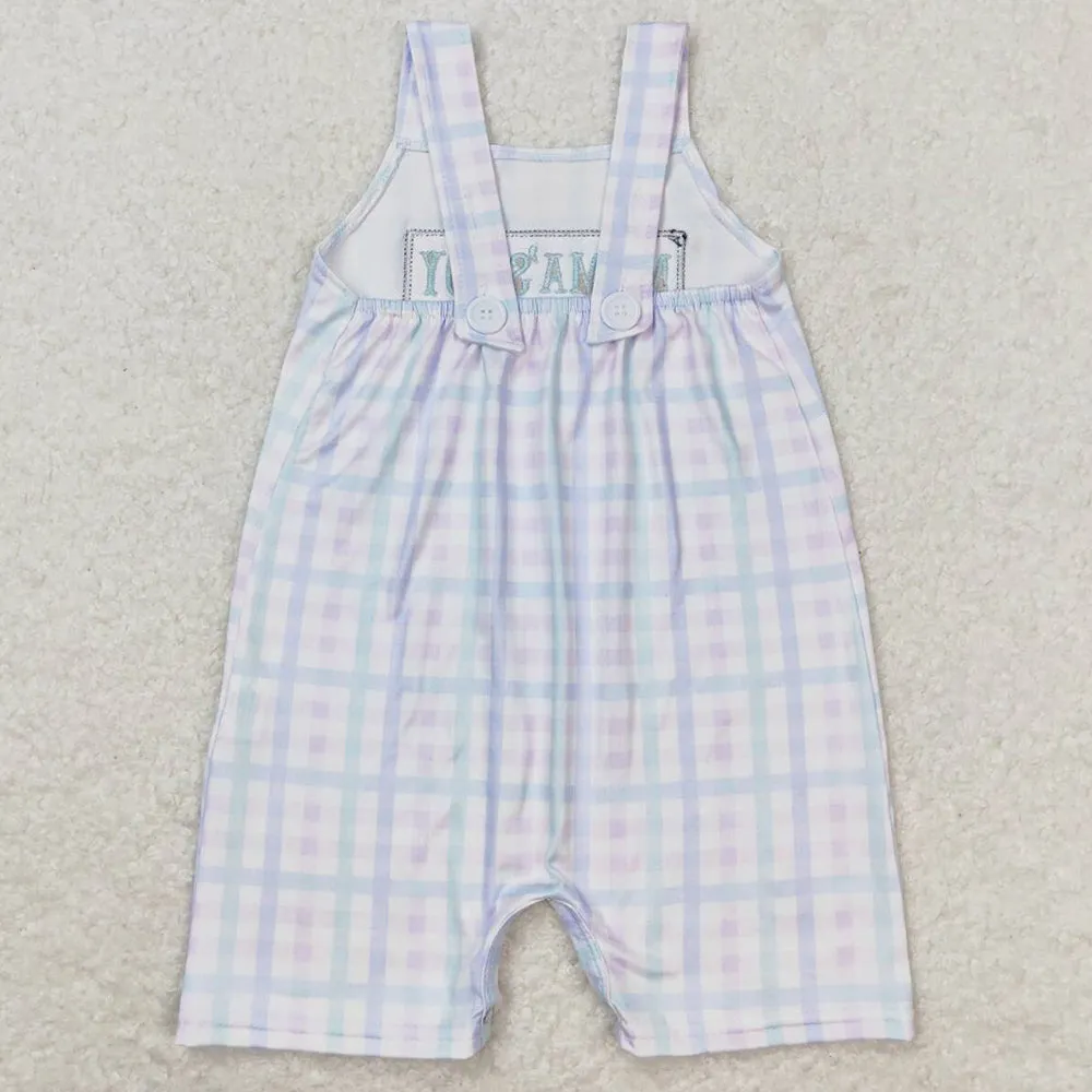 Baby Infant Boys Rompers Mama's Boy Checkered Summer Straps Rompers SR1092