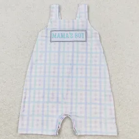 Baby Infant Boys Rompers Mama's Boy Checkered Summer Straps Rompers SR1092