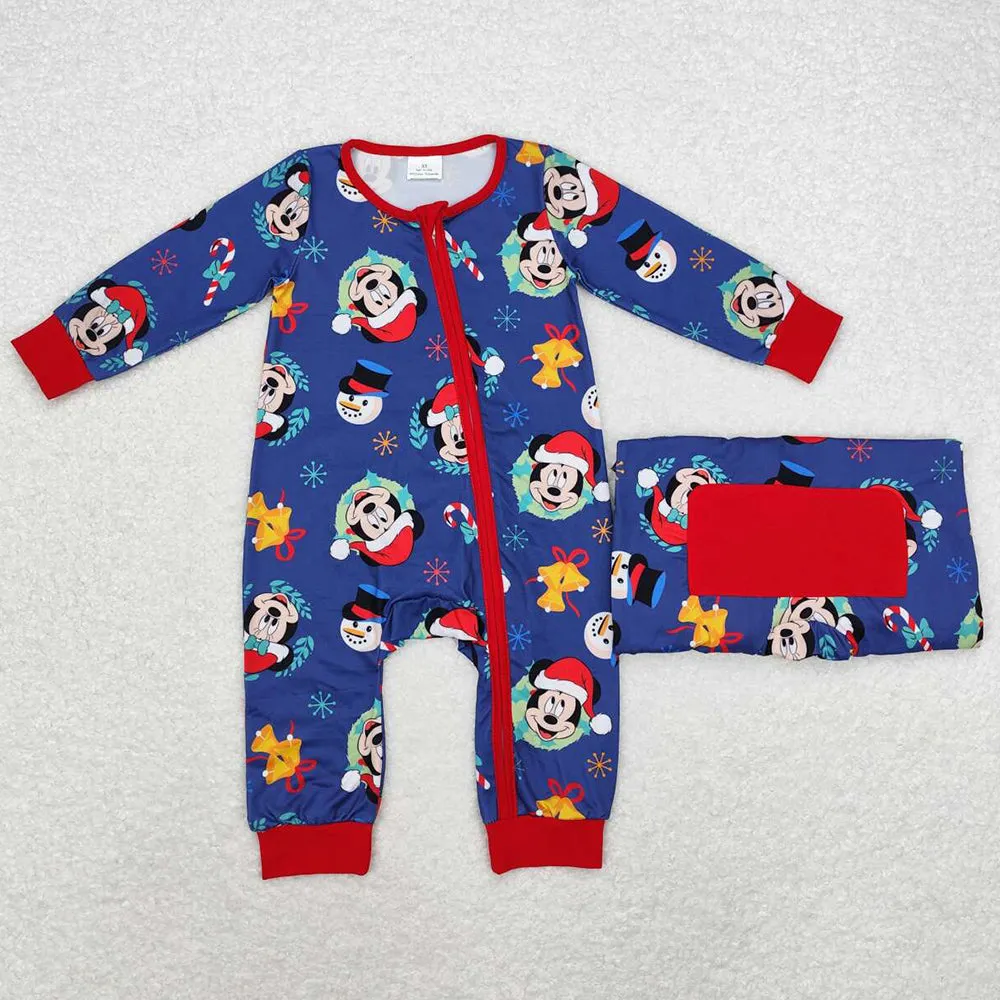 Baby Infant Girls Rompers Christmas Cartoon Sibling Zip Rompers LR1416