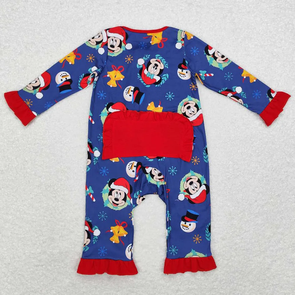 Baby Infant Girls Rompers Christmas Cartoon Sibling Zip Rompers LR1416