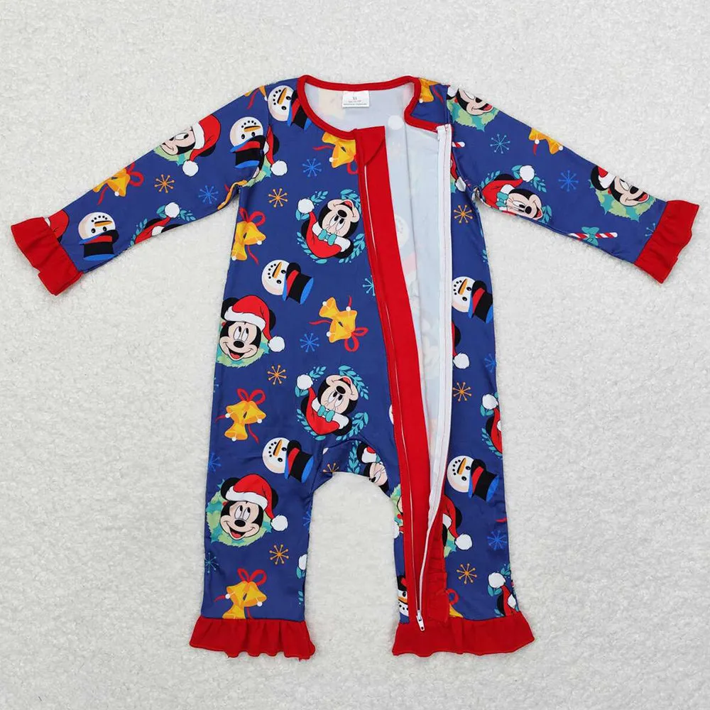 Baby Infant Girls Rompers Christmas Cartoon Sibling Zip Rompers LR1416