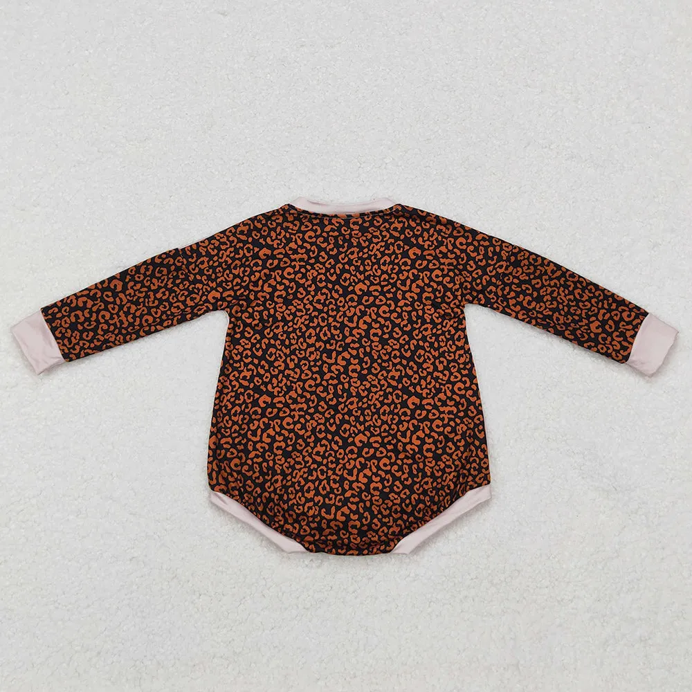 Baby Infant Girls Rompers Halloween Pumpkin Season Leopard Long Sleeve Rompers LR1723