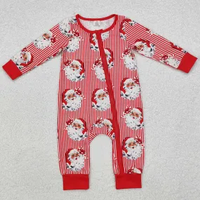 Baby Infant Kids Rompers Christmas Red Stripes Santa Zip Rompers LR1891