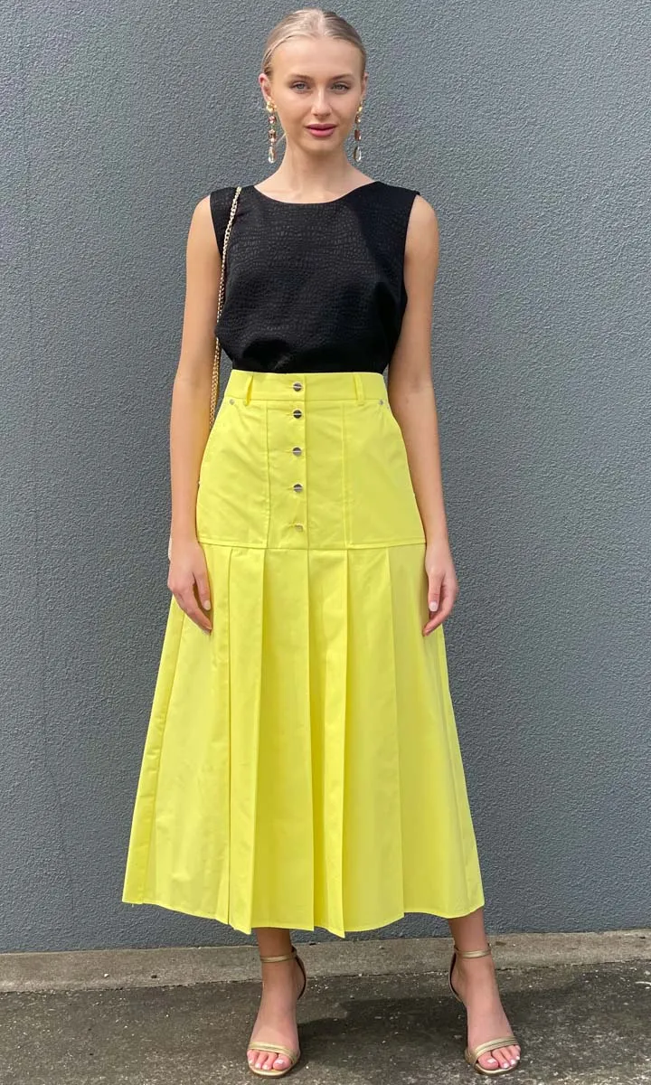 Beatrice B  Pleat Sun Skirt - Yellow