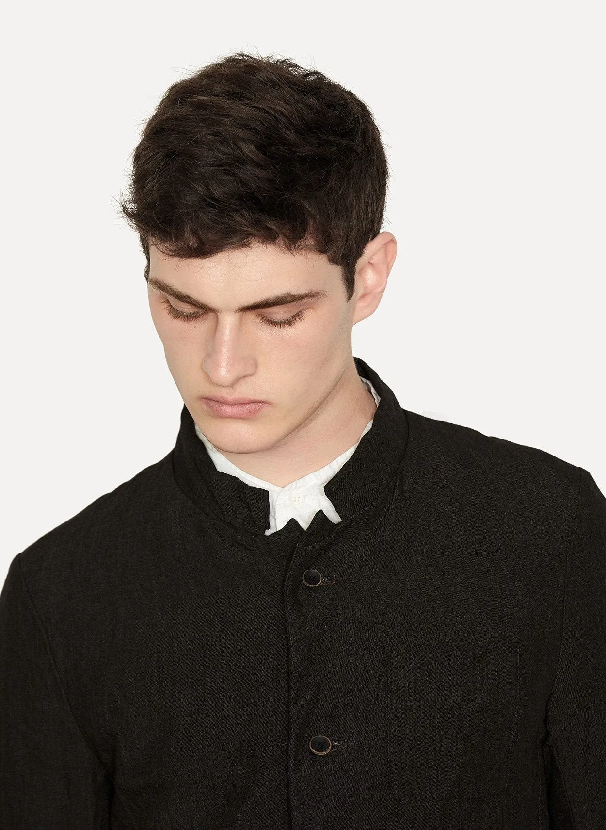 Black Linen Work Jacket