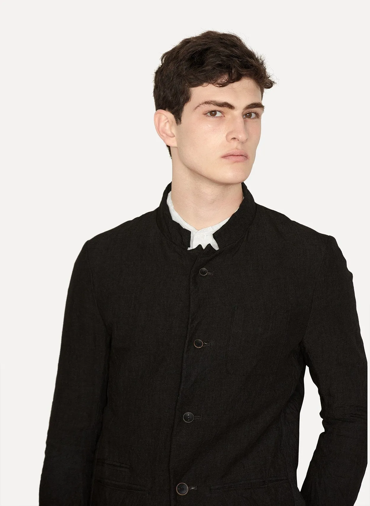 Black Linen Work Jacket