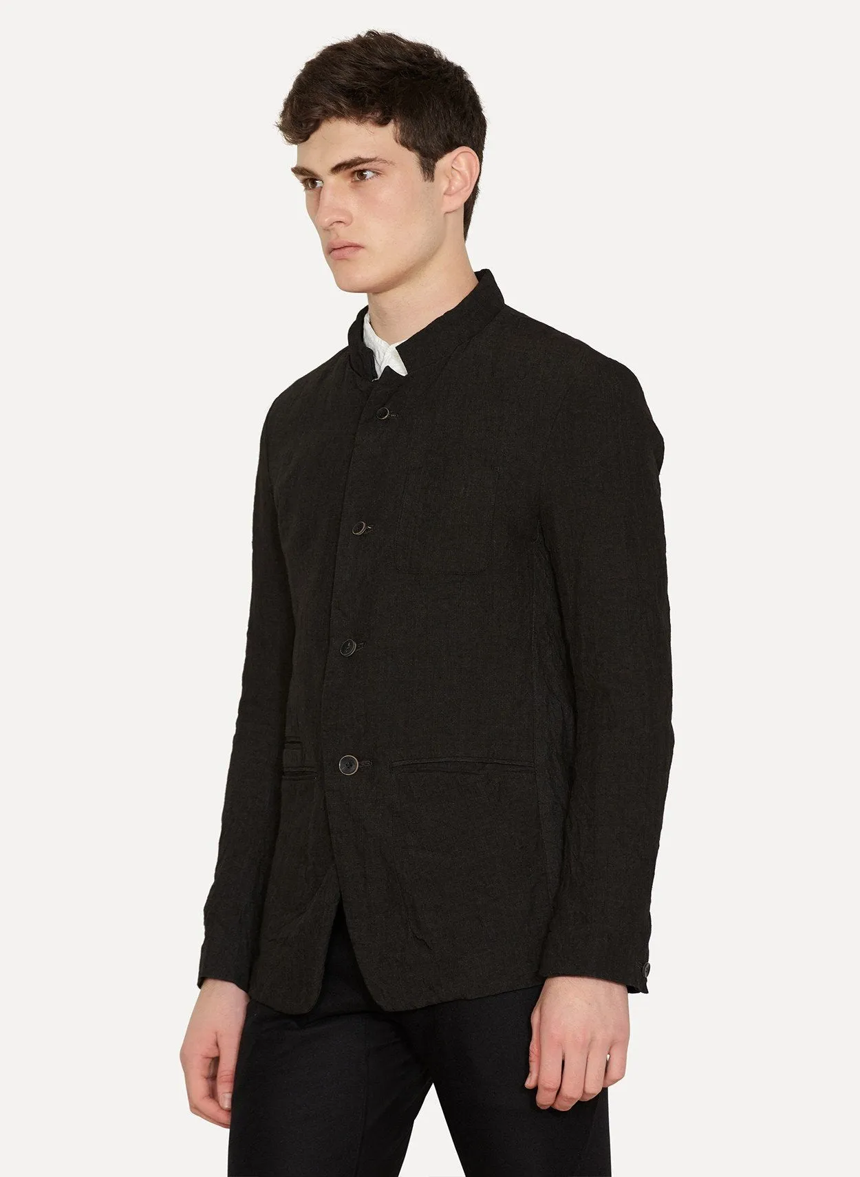 Black Linen Work Jacket