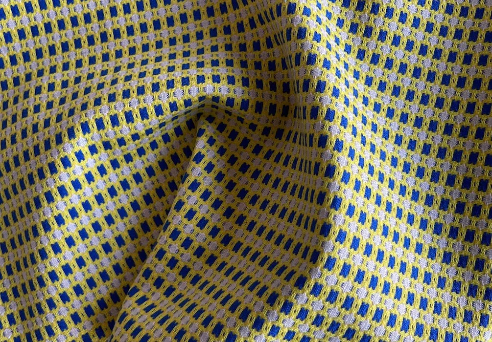 Bonotto Juicy Lemon Geometric Grid Stretch Cotton (Made in Italy)