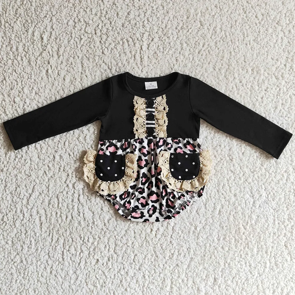 Boutique Infant Baby Girls Romper Fashion Leopard Jumpsuit LR0167