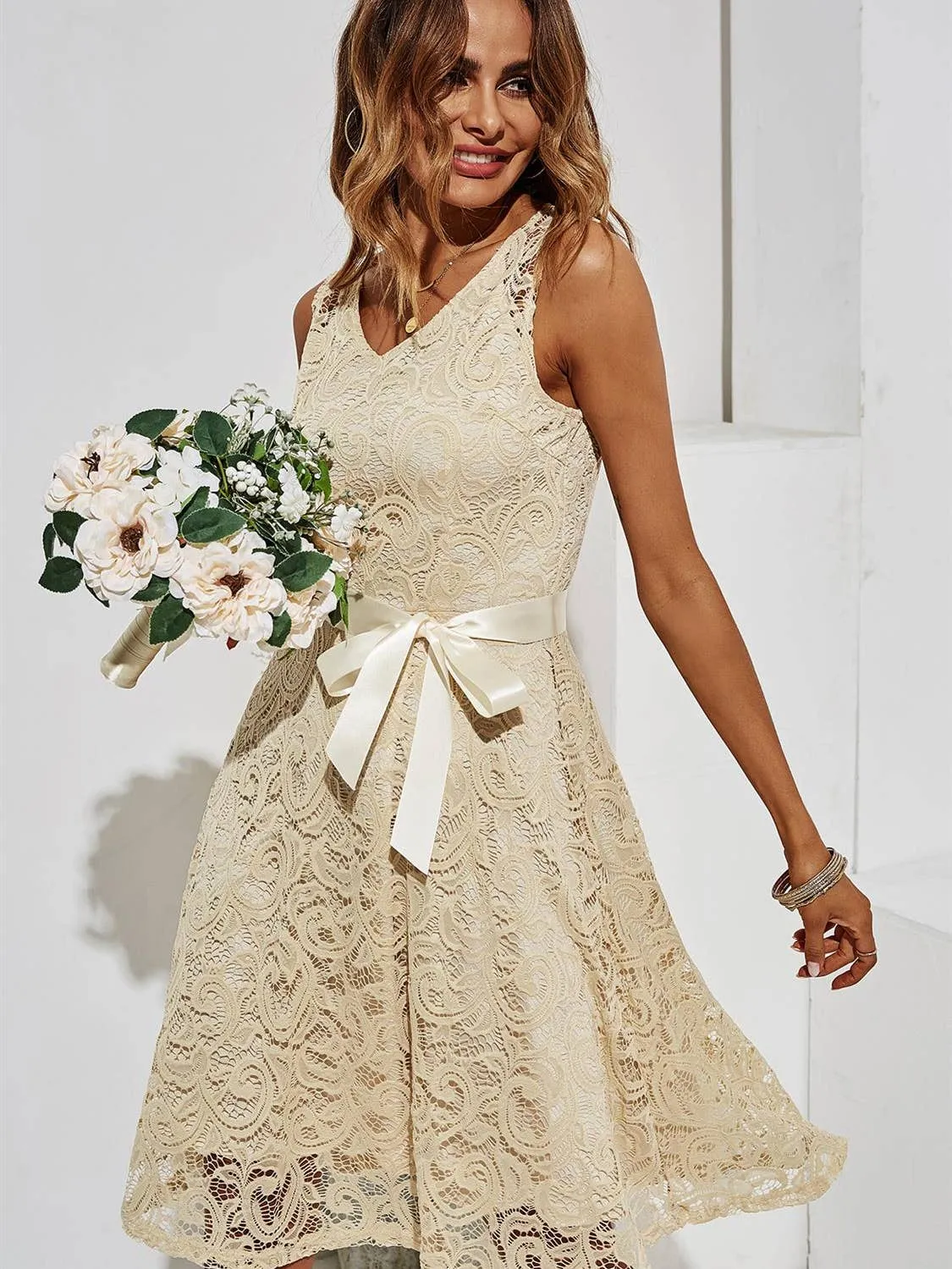 Bridesmaids Dress  / Lace Dress In Champagne