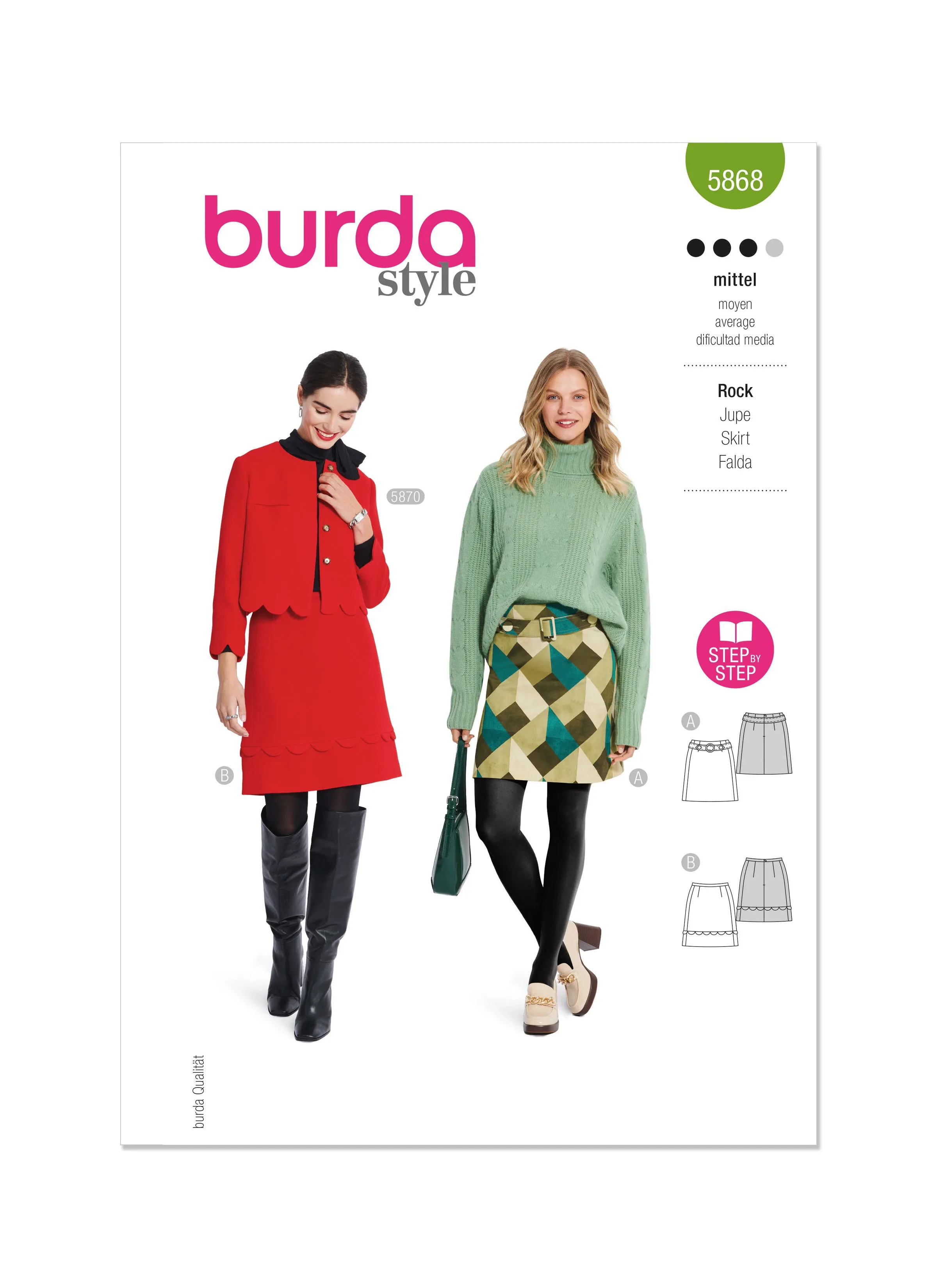 Burda Sewing Pattern 5868 Misses' Skirt