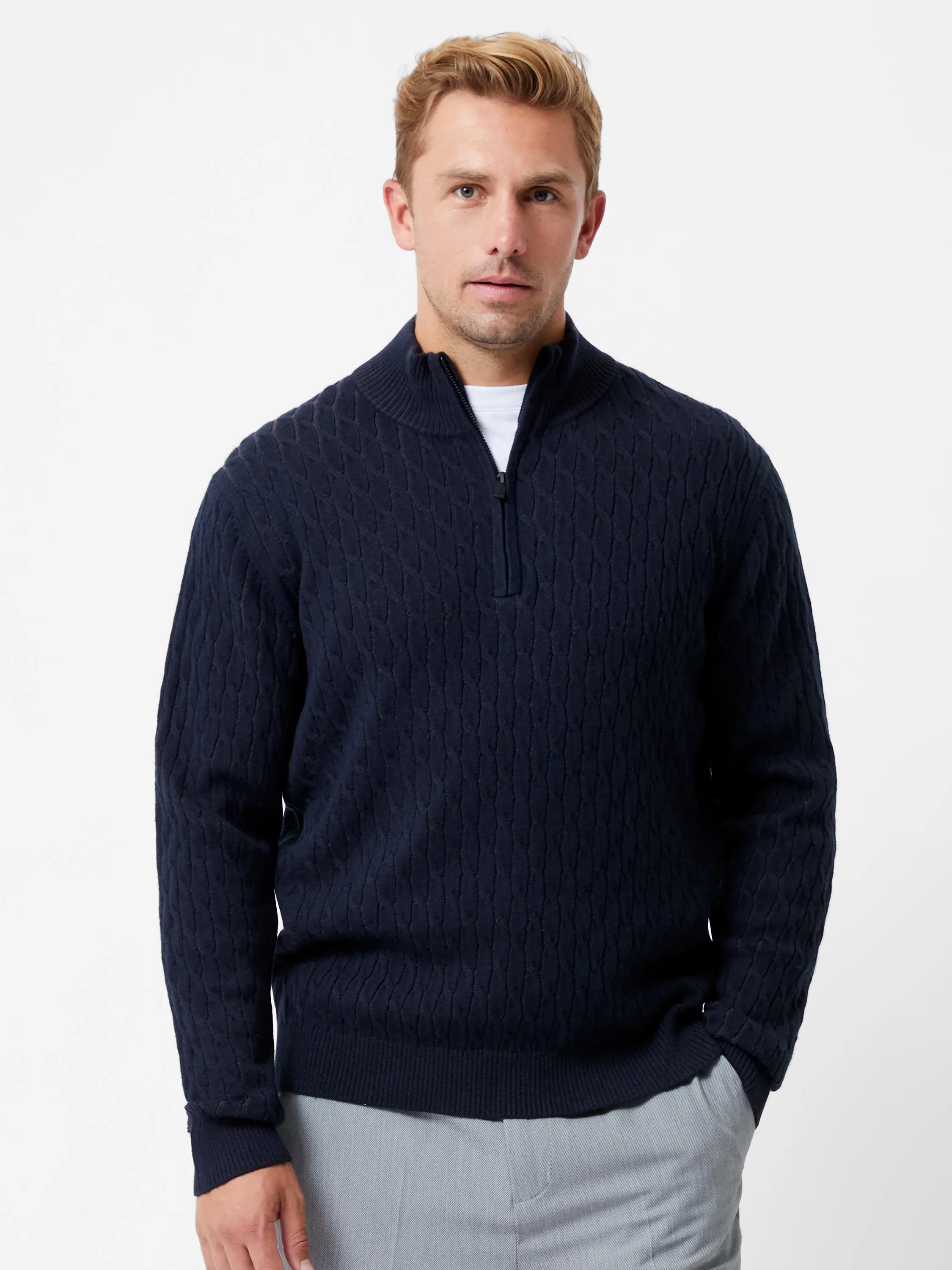 Cable Knit Half Zip Jumper