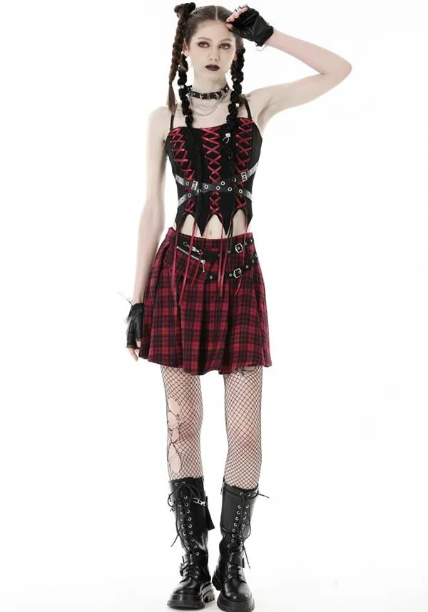 Camden [Red Plaid] | PLEATED SKIRT