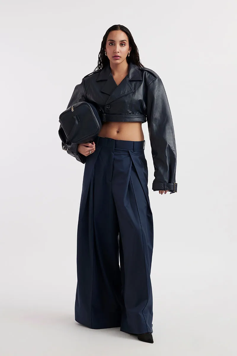 CELIA NAVY BLUE JACKET AND PANTS SET