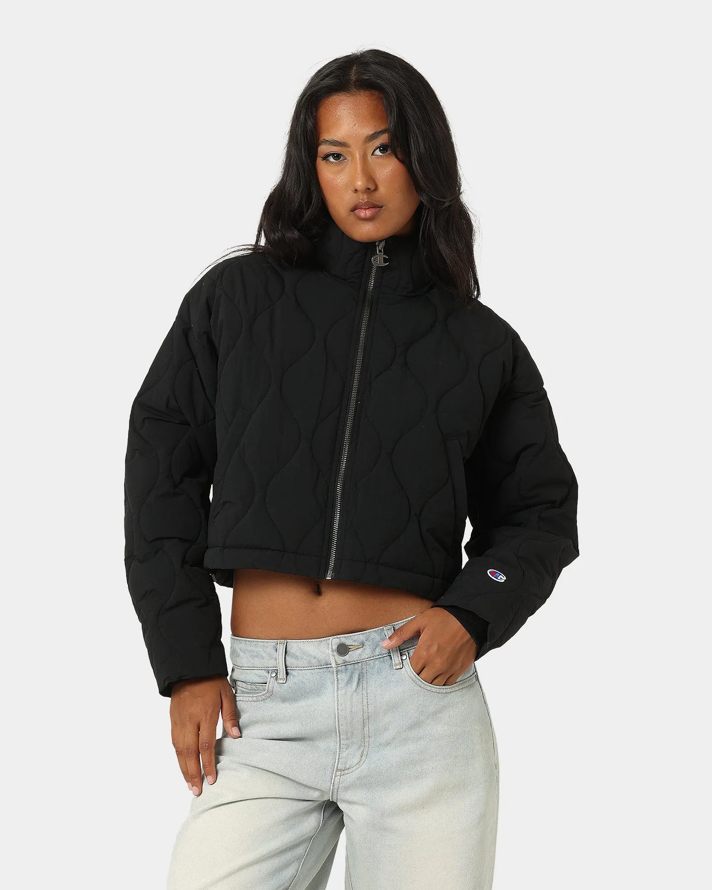 Champion Women's Lifestyle Cropped Puffer Jacket Black