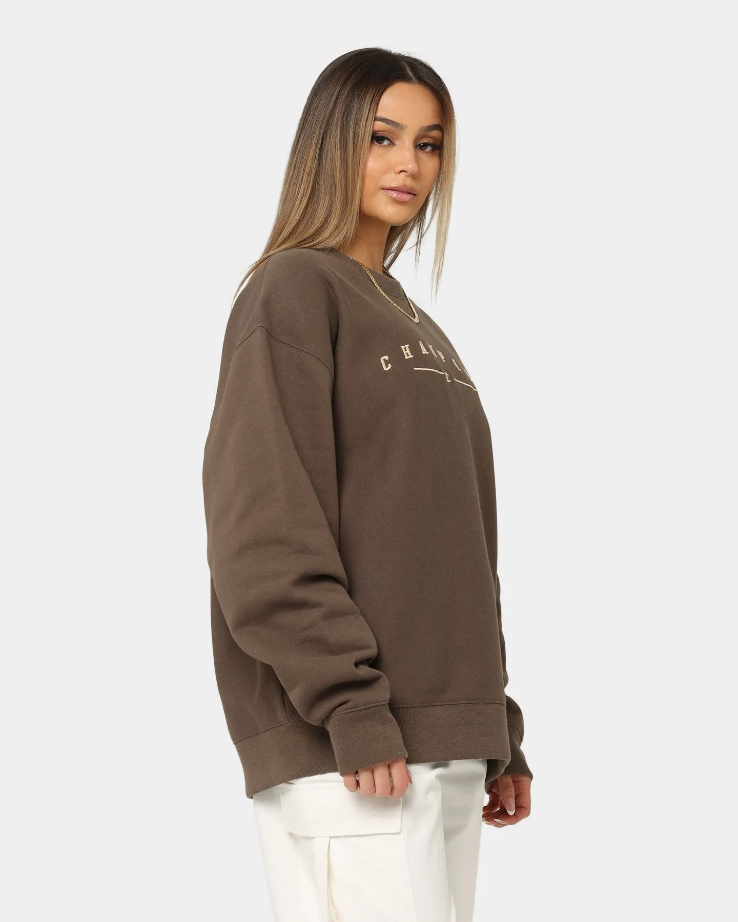 Champion Women's Reverse Weave Double Collar Crewneck Espresso Martini