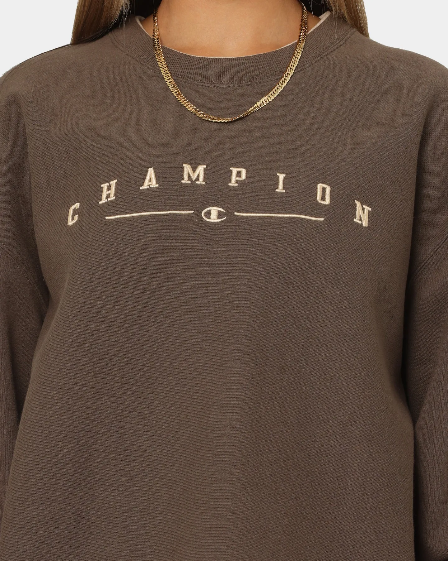 Champion Women's Reverse Weave Double Collar Crewneck Espresso Martini