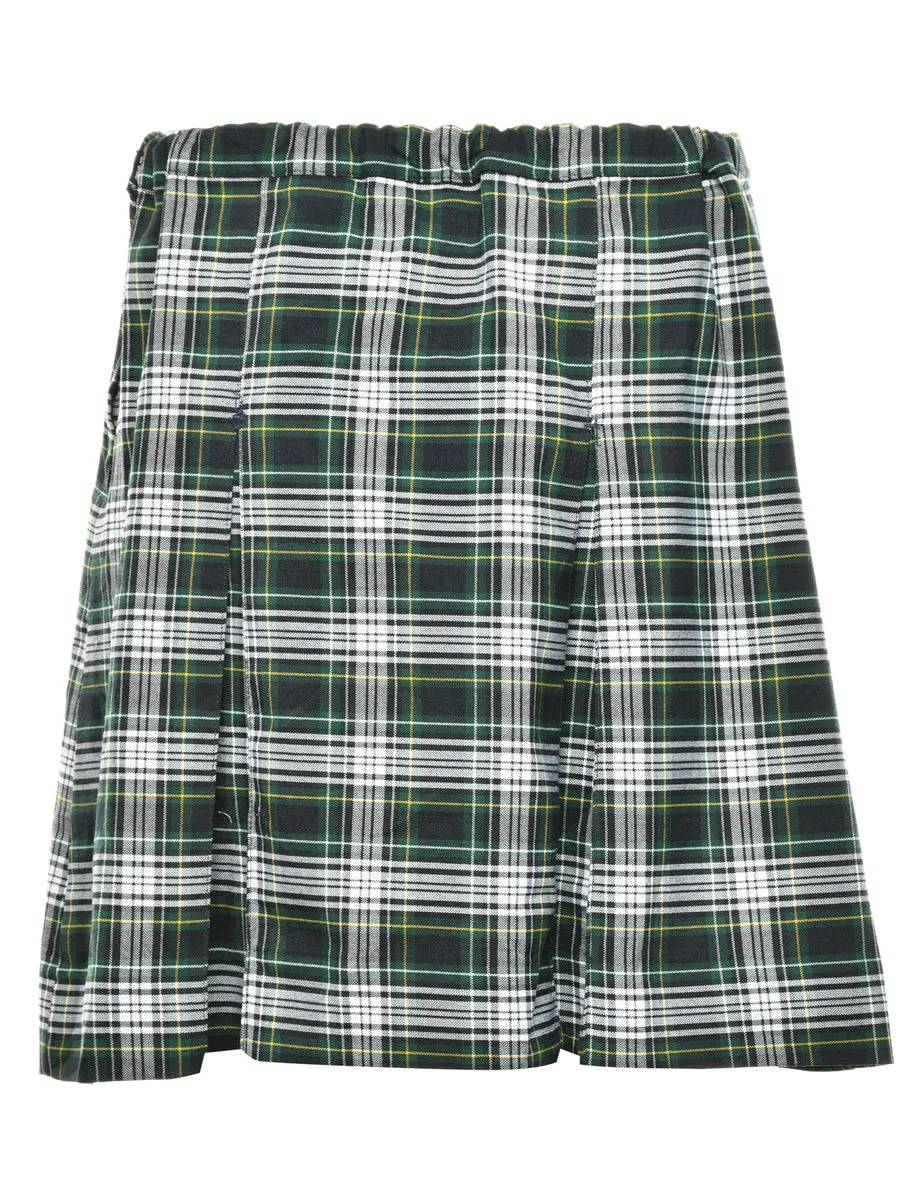 Checked Pleated Skirt - S