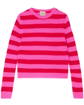 Cherry and Pink Stripe Crewneck Sweater