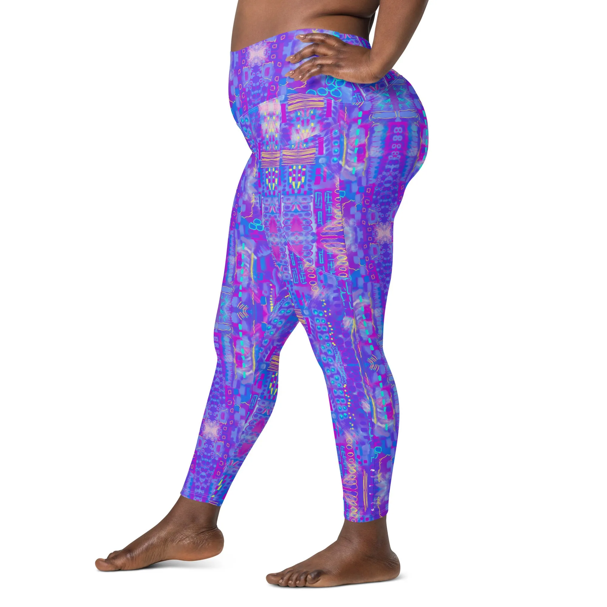 city sccape purple abstract Leggings with pockets