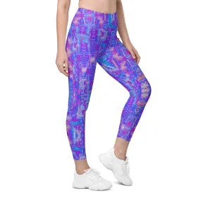 city sccape purple abstract Leggings with pockets