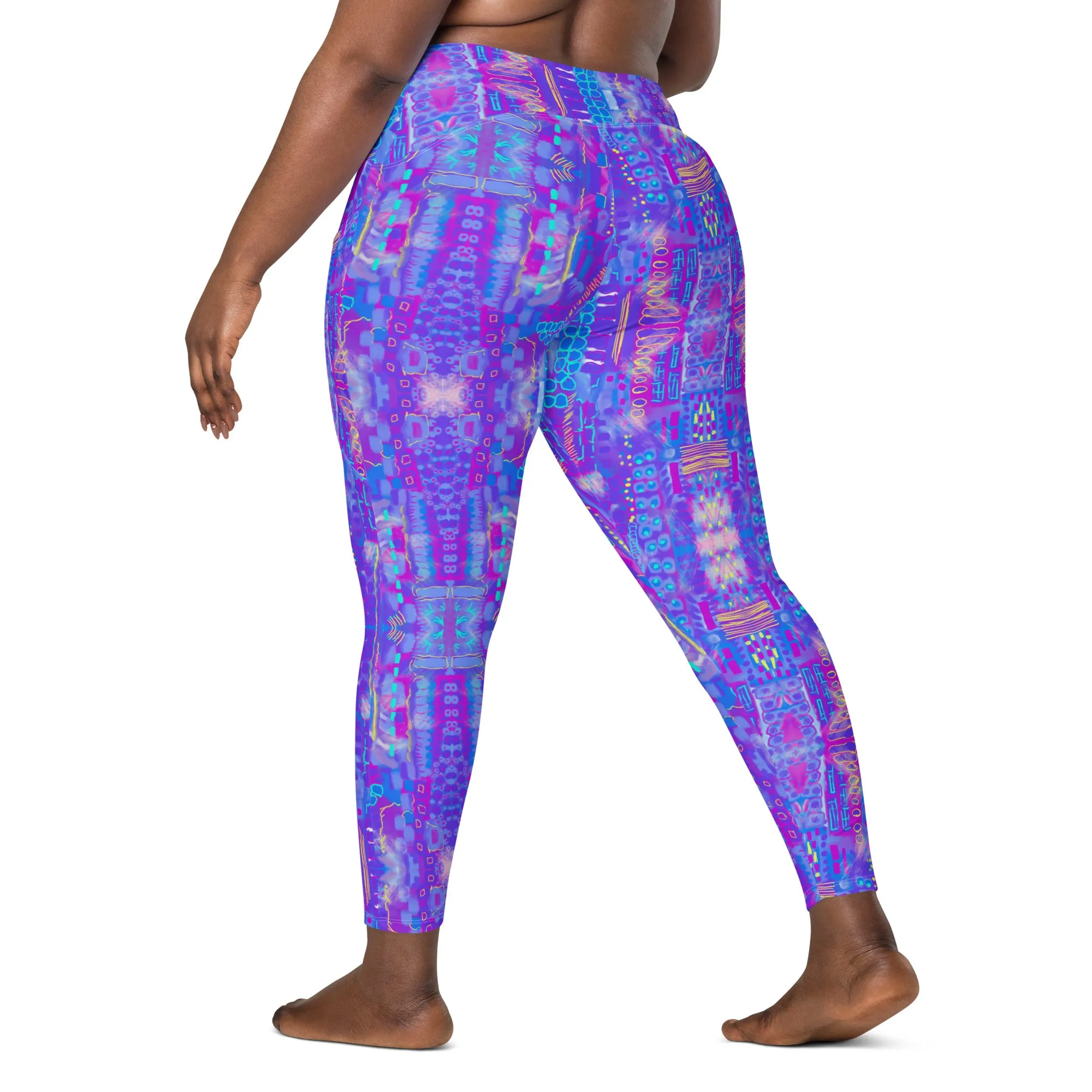 city sccape purple abstract Leggings with pockets