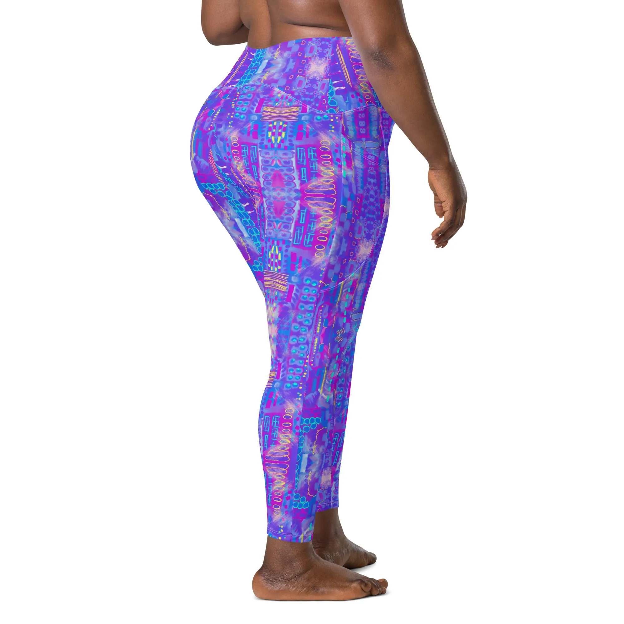 city sccape purple abstract Leggings with pockets