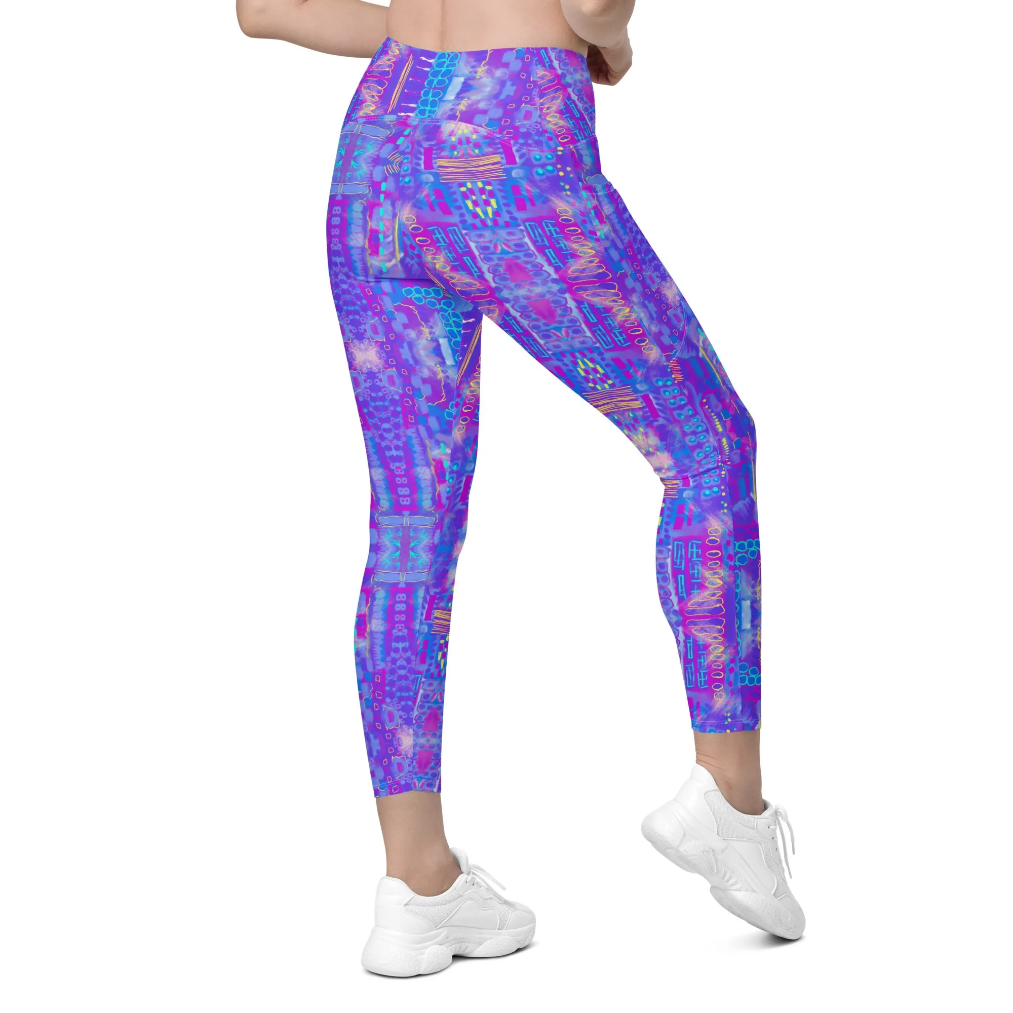 city sccape purple abstract Leggings with pockets