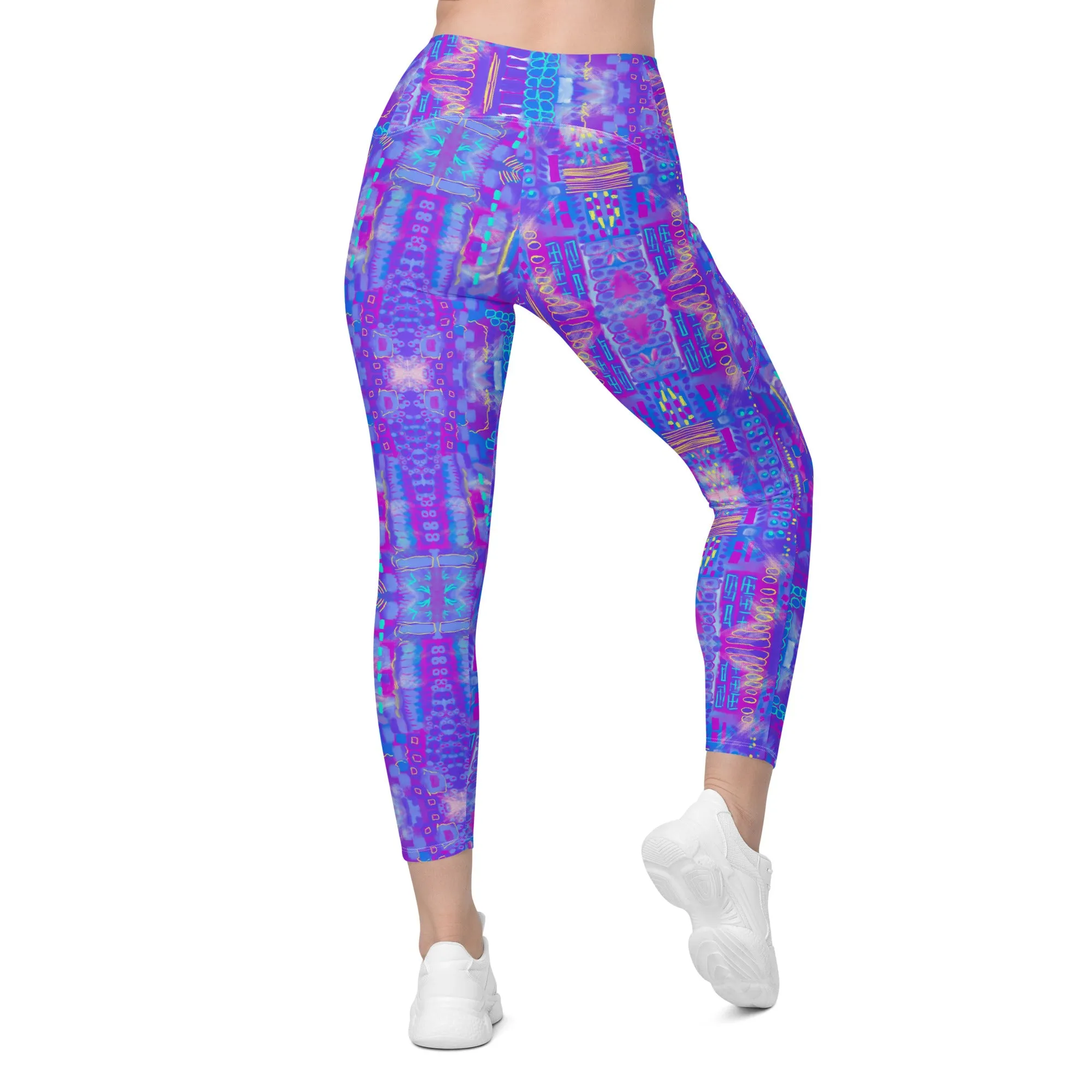 city sccape purple abstract Leggings with pockets