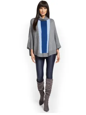 Colorblock Turtleneck Poncho