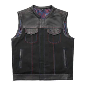 Colossus - Men's Leather/Twill Motorcycle Vest - Limited Edition