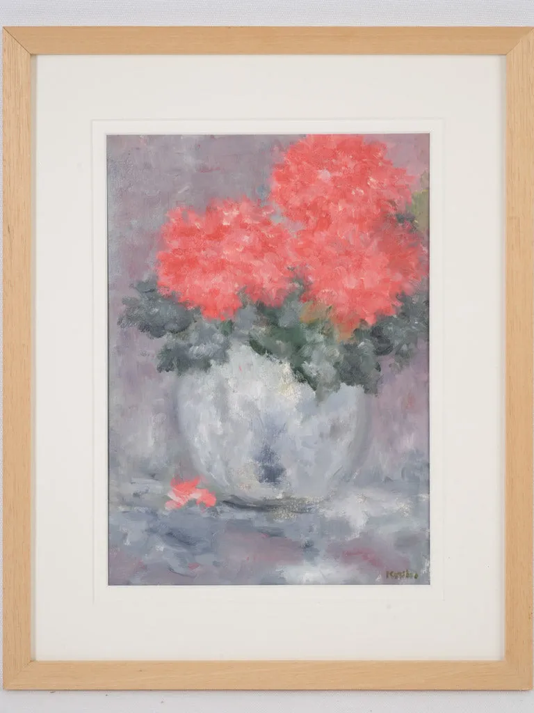 Contemporary floral painting by Karibou - “ Pivoine rouge 15¼" x 19"