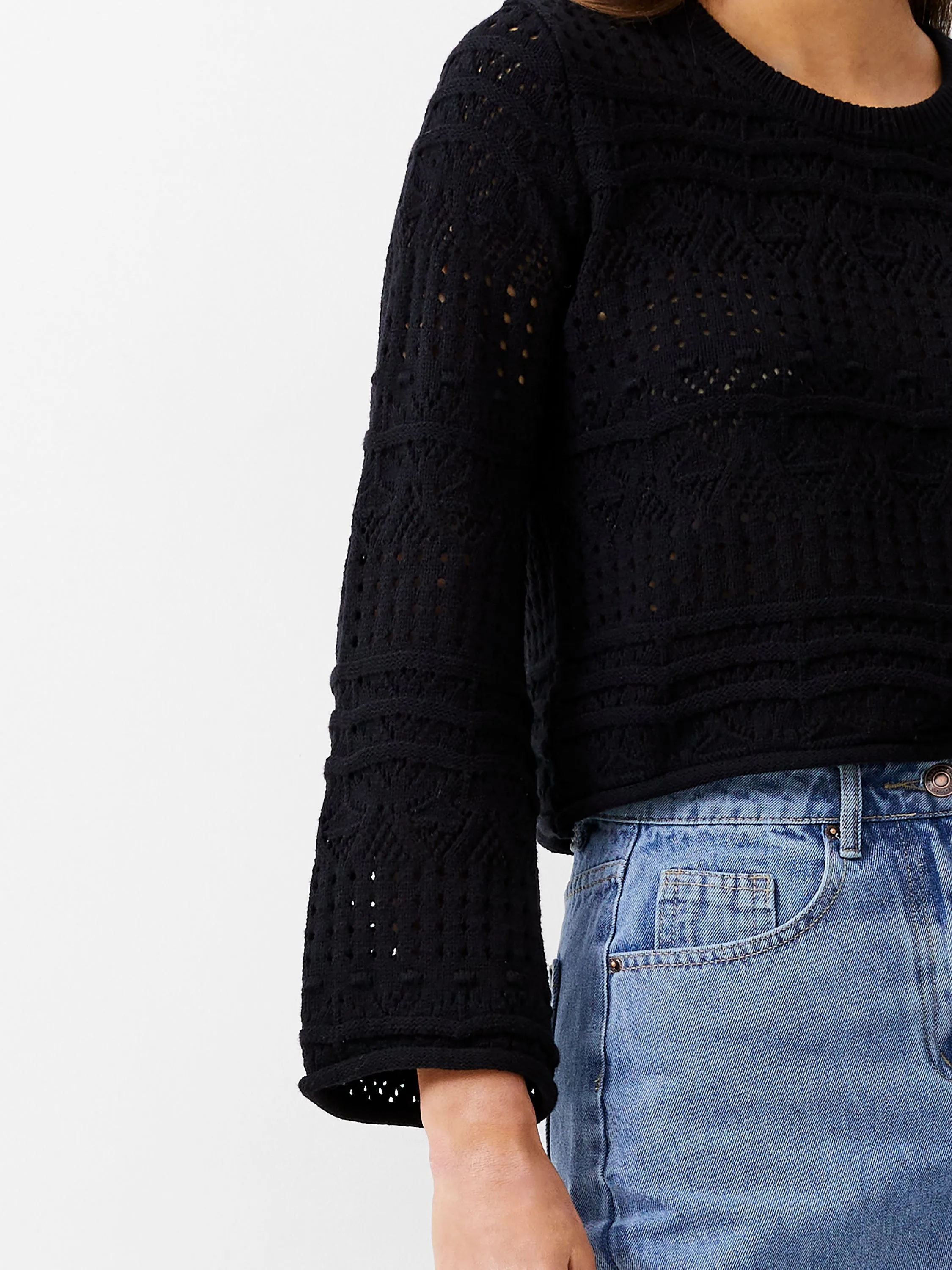 Crochet Bobble Knit Crop Jumper