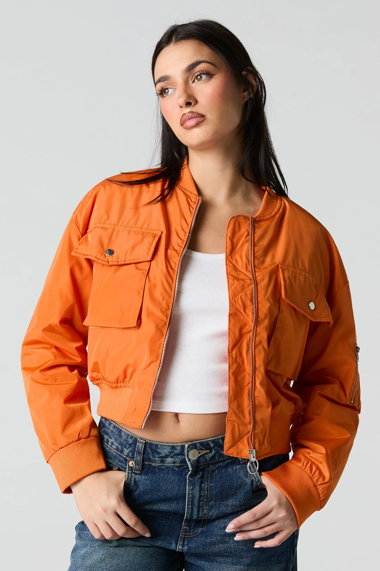 Cropped Bomber Jacket