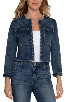 Cropped Braided Denim Jacket